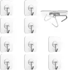 10PCS Adhesive Hooks Removal Sticky Hooks, Wall Hooks Waterproof Self Adhesive