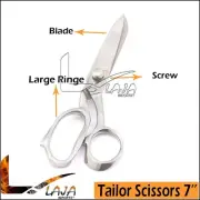 Tailor Scissor 7'' Heavy Duty Upholstery Dressmaking Fabric Craft Shears Silver
