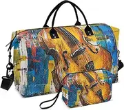 [ZRYSMY] Violin Abstract Colors Duffel Bag for Traveling, Travel Bag Gym Bag, with Multiple Interior Pockets Shoulder Weekender Bag for Women Men with Toiletry Bag 20.5L x 1.9W x 13.8H, Multi-Colored