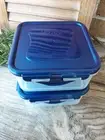 Lock N Lock Food & Storage Containers Set of 2 Square with HTF Royal Blue Lids!