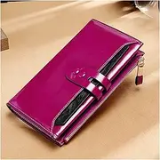 [SKUZA] Wallet,Card Bag,Ladies Wallet Leather Vintage Purse Female Women Large Capacity Square Clutch Bag Fashion Solid Color Portable Card Cases (Black) (Color : Purple)
