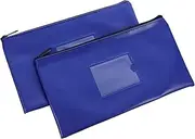 UTHCLO Stylish Fake Leather Receipt Bag Set 2pcs Zipper Pouch Window Card Slot for Cash