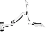 Monitor Arm Dual Section Arm Single Screen with Engineered Tray Wall Mount Monitor Stand for 15-27 Inch Screens Monitor Mount