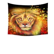 Artwork Neon Orange Lion Tapestry
