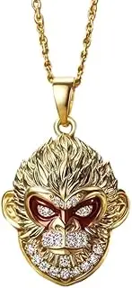 [EKANUIPKA] Qi Tian Da Sheng Sun Wukong Copper Micro-Set Necklace Pendant, Black Myth Wukong Game derivatives(A1)