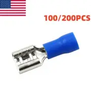 200PCS Female Spade Insulated Electrical Wire Splice Connector Crimp Terminal US
