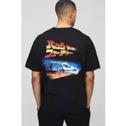 Mens Black Oversized Back To The Future License Printed T-Shirt
