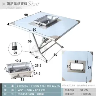 【Abis】客製商品-第二代升級加厚款折疊桌430不鏽鋼烤肉桌/露營桌/料理桌/休閒桌(3尺X3尺-低腳款59CM)