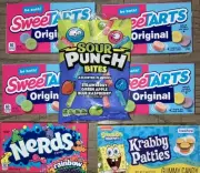 7 Boxes Bag Lot SweeTARTS Sour Punch Krabby Patty Nerds Movie Candy Gummy Party