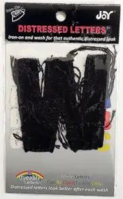JOY LETTER SHOP 2.5-inch BLACK Distressed Iron On Letter - W