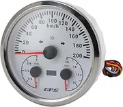 Pyhodi GPS Speedometer Fuel Gauge 200KM / H 3-in-1 Multifunctional Marine Gauge with Red Backlight Voltmeter Odometer Turn Signal for RV Yacht Truck 110mm 4-3/8in