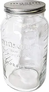 [Grant Howard] Jumbo Mason Embossed Glass Storage Jar, 136 oz, Clear