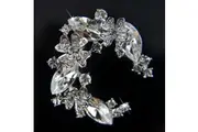 18k white Gold plated Diamond simulant wth crystals solid brooch pin
