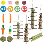 Rabbit Toys Set Versatile Rabbits Hamster Chew Toys Kit Solid Small Wood Boredom Breakers Set for Your Pet Bunny Usage