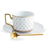 Bone China Tea Set Cup Saucer And Teaspoon Vintage Italian Style Ceramic Porcelain Afternoon Tea & Coffee Luxury Serveware Adeline Brocade Pink