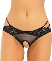 [GRRKDFQ] Women's Lingerie Sets Low Rise Crotchless Panties Lace Sheer Hollow Underpants