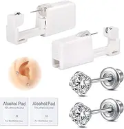 [DJCIW] Ear Piercing Gun Kit,Self Disposable Ear Piercing Kit 316L Surgical Stainless Steel with Heart Star Cubic Zirconia, At Home Self Ear Piercer Kit Tool with Stud 3mm 4mm 5mm