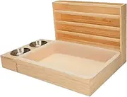 Wooden Rabbit Hay Feeder with Litter Box Bunny Feeder Manger Hay Outside Pet Supplies for Cage Accessories Bunnies Guinea Pig