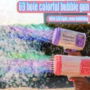 Bubble Gun Rocket with 69 Holes Soap Bubbles Machine Gun Shape Automatic Blower