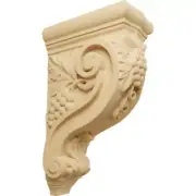 Ekena Millwork 4.25" x 8" x 13.25" Interior Corbel Devon Grapes/Vines Wood Alder