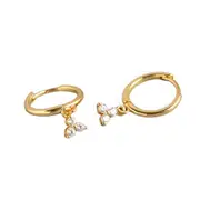 ANYCO Earrings Gold Plated Minimalist White FLower Zircon Geometric Clover Stud For Women Teen Fashion Stylish Accessories Jewelry Gifts