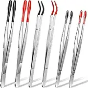 6 Pieces Rubber Tipped Tweezers PVC Stainless Steel Rubber Coated Tips Tweezers for Jewelry Hobby Industrial Hobby Craft (Black and Red)