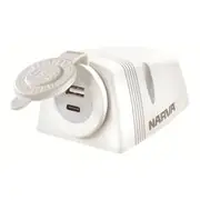 Narva Heavy Duty Surface-Mount Dual USB/USB-C Socket White Housing 25 Pack - 81156W/25