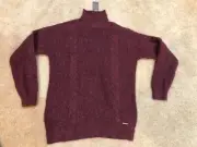 NWT Abercrombie & Fitch A&F 100% Cotton Crew Sweater Ribbed S Small Burgundy