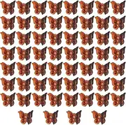 Butterfly Hair Clips, Mtxorvix 60pcs Small Butterfly Hair Clips, Mini Hair Clips, Small Glitter Butterfly Hair Clips, Mini Hair Clips Plastic Hair Claws Pins Clamps for Girls and Women (Brown)