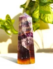 90MM Rainbow Purple Fluorite Stone Minerals Healing Metaphysical Obelisk Tower