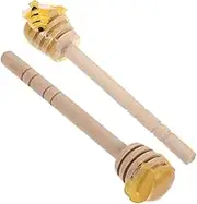 Cabilock 2pcs Honey Stirrer Sticks Wooden Honey Dippers Mini Bee Wood Sticks for Syrup Jam Coffee Wine Wedding Birthday Holiday Party Favors
