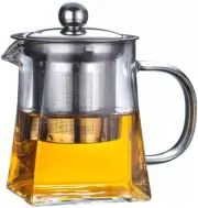 Glass Teapot with Stainless Steel Infuser & Lid, Borosilicate Glass Tea Kettle S