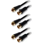 3x Sansai 3m Male RF to F-Plug TV Antenna Coaxial Flylead Cable Connector Cord