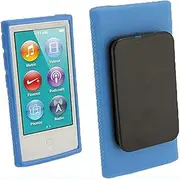 for Apple iPod Nano 7 Case, Belt Clip TPU Rubber Gel Soft Skin Case Cover for Apple iPod Nano 7th Generation 7G 7 + Clear Soft TPU Skin Case Cover (Blue)