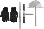 Manual Lawn Edger with Saw Tooth, Half Moon Design, Long Handle with T Grip for Easy Edging, Rustproof Stainless Steel, Ideal for Edges Along Sidewalks