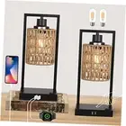 Farmhouse Rattan Table Lamps Set of 2, Boho Touch Control Bedside Nightstand