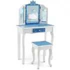 HONEY JOY Kid Dressing Vanity Stool Set 2 in 1 Makeup Table & Writing Desk Chair