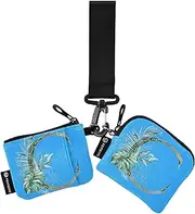 [Caihoyu] C Dual Coin Purse Credit Card Holder Wallet Thin Flat Business Card Holder with Keychain for Work Travel 2 Pcs, Multicolor, 4.13"(L) x 3.5"(W), Travel Accessory