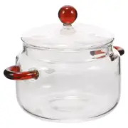 Glass Cooking Saucepan with Lid Heat Resistant Borosilicate Glass Saucepan