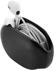 Geekria Earbuds Smart Storage Box/Headphone Cable Storage Organizer/in-Ear Headset Holder Case/Earphone Bobbin Winder Wrap/Cord Tangle-Free Portable Manager/Wire Keeper (Black)