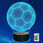 Ammonite Soccer 3D Lamp Night Light Football 3D Illusion lamp for Kids, 16 Colors Changing with Remote, Kids Bedroom Decor as Xmas Holiday Birthday Gifts for Boys Girls