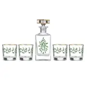 896709 Holiday 5-Piece Decanter & Whiskey Glass Set, Christmas Dinnerware, Ho...