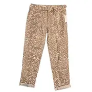 New Anthropologie The Wandered Pants Womens 28 Leopard Print Tan Utility Cuffed