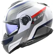 FF908 Strobe II Monza White Blue Red 06 Modular Helmet