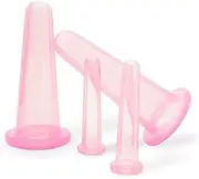 4Pcs Pink Massage Cupping Set Silicone Mini Facial Cups Face Massager Helper Skin Care Neck Back Eyes Massaging Cup Safe to Use, Don't Worry About Burns Health Care Products