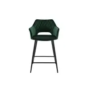 Set of 2 Dublin Fabric Kitchen Counter Bar Stools Metal Frame - Dark Green - Dark Green
