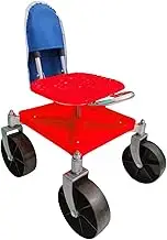 ＫＬＫＣＭＳ Garden Rolling Work Seat Gardening Weeding Stool Carbon Steel Frame Height Adjustable 360° Rotating for Planting Lawn Care, red with Bag