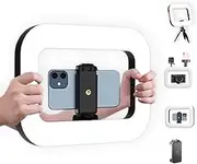 Rechargeable Selfie Portable Ring Light, Adjustable Bicolor Fill Light, Handheld Rechargeable Ring Lights, with 8000mah Battery Last for 6-8 Hours, for Phone Camera (#A,Last for 3-5 Hours)