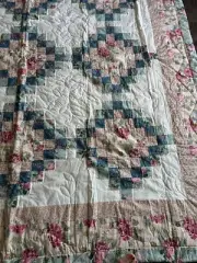 Handmade Patchwork Floral Cotton Quilt Blanket 86x86 Multi Quilted Lap Cover