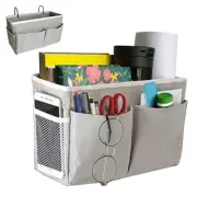 Bedside Caddy, Bedside Hanging Storage Organizer for College Dorm Bed, Grey